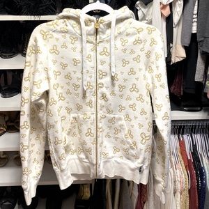 Aritzia full-zip hoodie, Medium, white & gold colour.